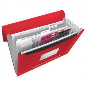 Image of Esselte VIVIDA Expanding 6 Tab Project File A4 Translucent Red - Outer