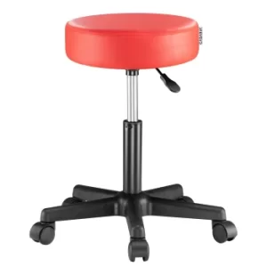 Image of Stool with Wheels Red Faux Leather