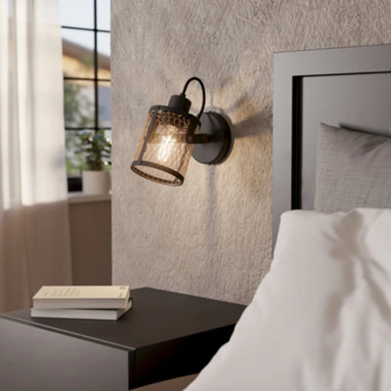 Image of EGLO Dellow Black Steel Lattice Style Adjustable Wall or Ceiling Spotlight Black unisex