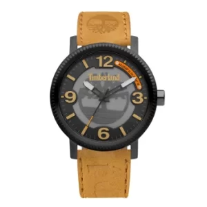 image of Timberland Camel Leather Strap Watch with Black Dial