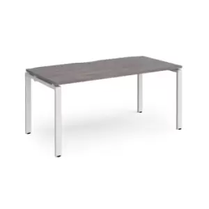 image of Adapt single desk 1600mm x 800mm - white frame and grey oak top