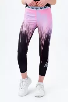 image of HYPE GIRLS Pink DRIPS SCRIPT LEggINGS