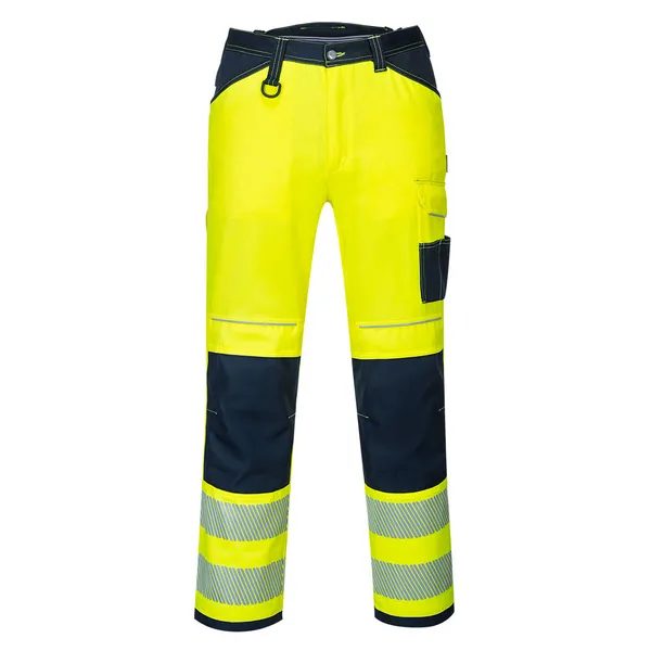 Image of Portwest PW34 Hi Vis Work Trousers PW340YNS32 Colour: Yellow / Navy