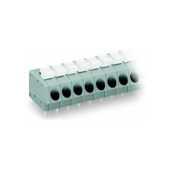 Image of Wago - 804-104 4 Pole 5mm 24A Push Button Staggered PCB Terminal Block Grey