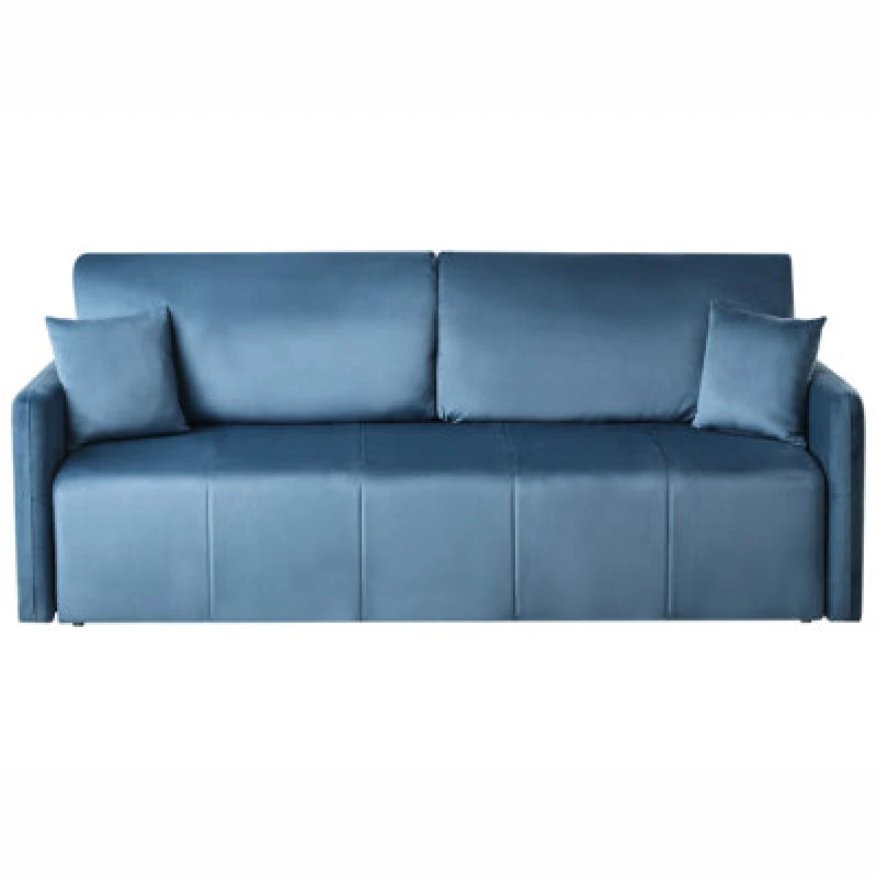Image of Beliani Sofa Bed 3 Seater Egge Velvet Blue