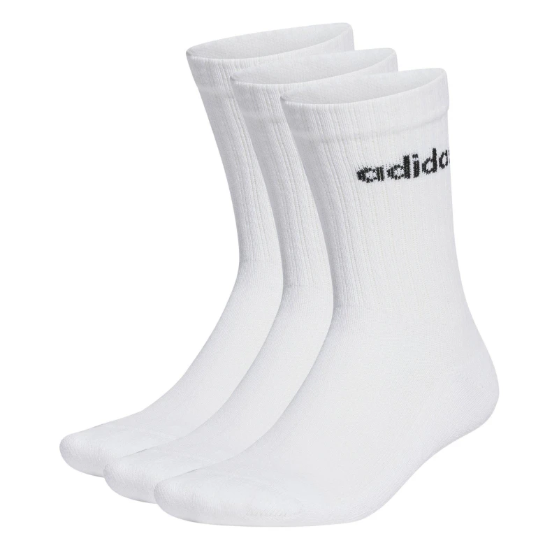 Image of adidas Linear Crew Cushioned Socks 3 Pairs - White White C8 - C13