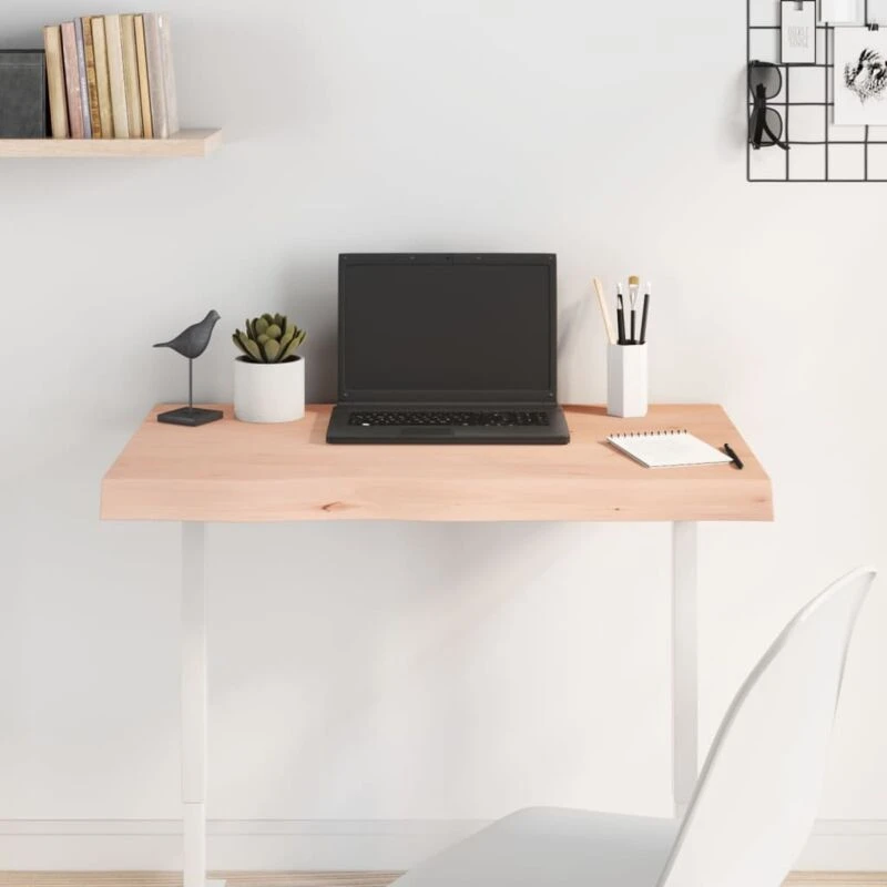 Image of Vidaxl Table Top 80X40X(2-6) Cm Untreated Solid Wood Oak, Brown 3156292