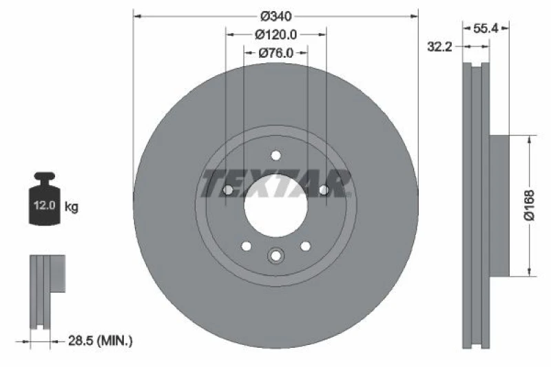 Image of Brake disc TEXTAR 92230305