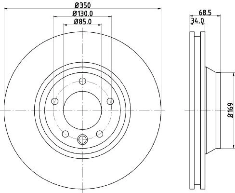 Image of HELLA Brake disc HELLA 8DD 355 128-071