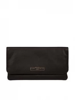 image of Pure Luxuries London Golders Leather Flap Over Clutch Bag - Black