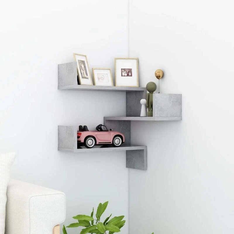 Image of VIDAXL Wall Corner Shelf Concrete Grey 40x40x50cm Engineered Wood vidaXL 8720286596494