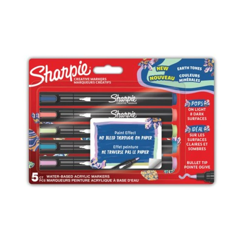 Image of Sharpie Sharpie Creative Marker Bullet Tip Earth Tones Assorted (Pack of 5) 2213380 2213380