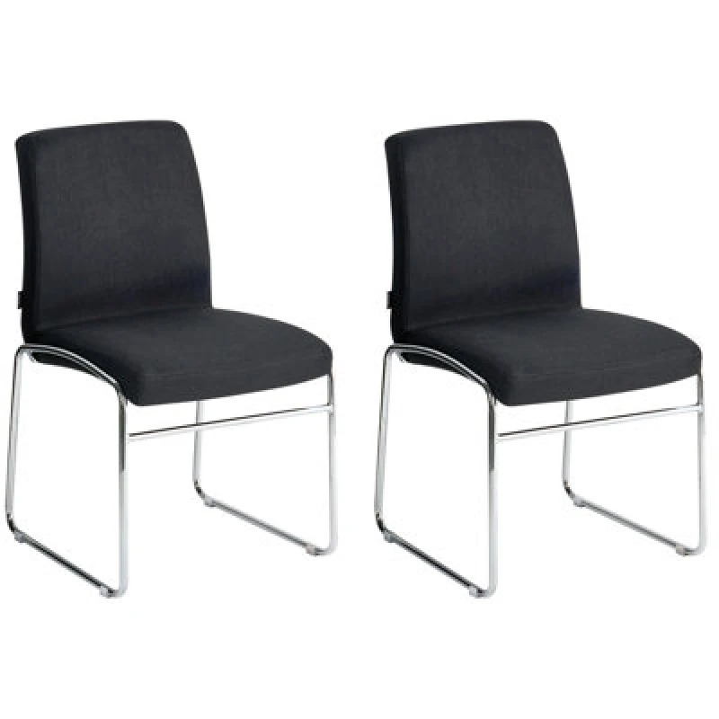 Image of Beliani Set Of 2 Dining Chairs Lecco Fabric Black