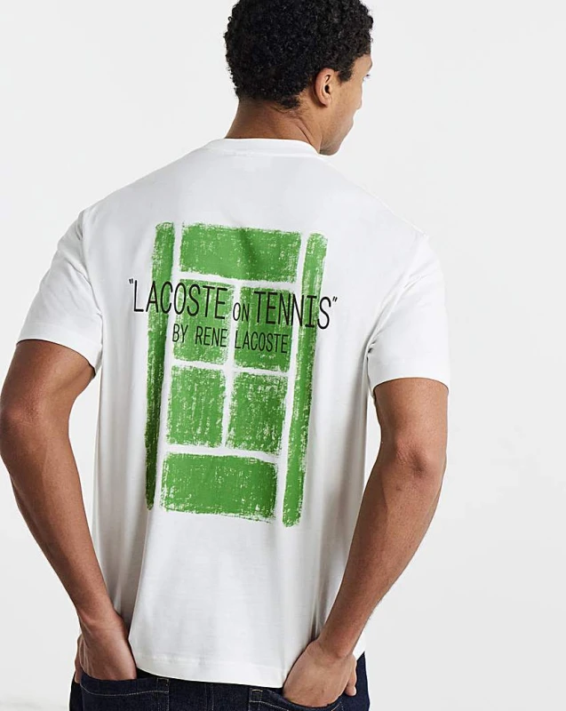 Image of Lacoste Lacoste Back Graphic T-Shirt White - Lacoste - Size: M40 White Male M40 LA40002