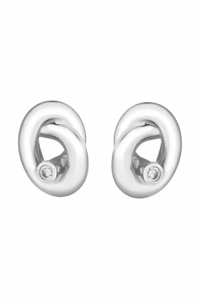 image of Rhodium Plated Crystal Knot Earrings