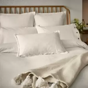 Image of William Morris Pure Linen Cotton Single Duvet Cover, White