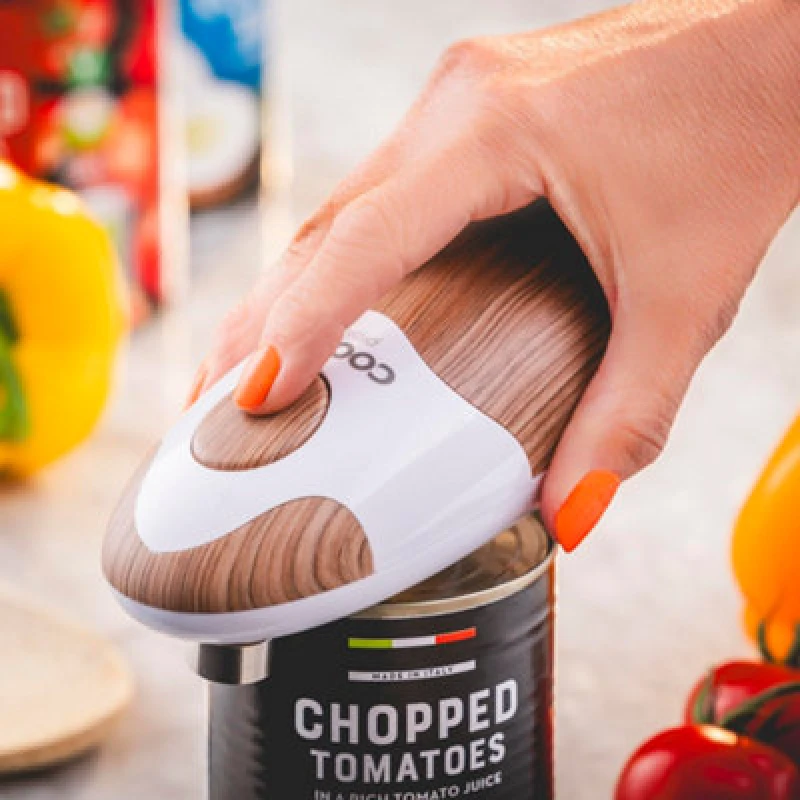 Image of Cooks Professional Automatic Can Tin Opener - Battery Powered Tin Opening Kitchen Tool - Nordic White