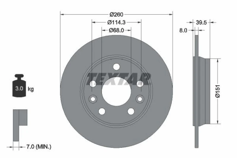 Image of Brake disc TEXTAR 92327203