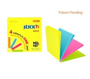 image of Stickn Magic Pad 76x76mm 4 Neon Colours 100 sh/pad PK12