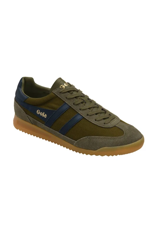 Image of Gola Classics Mens 'Tornado' Nylon Lace-Up Trainers in Khaki Size: 10 Khaki Male 10