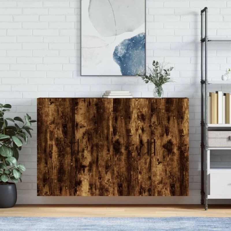 Image of VIDAXL Wall Mounted Cabinets 2 pcs Smoked Oak 69.5x34x90cm Vidaxl 8720845408978
