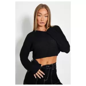 I Saw It First Crew Neck Cropped Jumper - Black