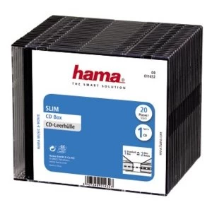 image of Hama Slim CD Box, pack of 20, black, value pack