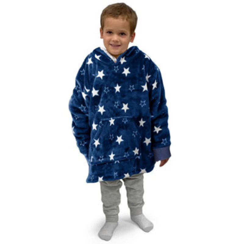 Image of Velosso Navy Kids Stars Oversized Hoodie Blanket