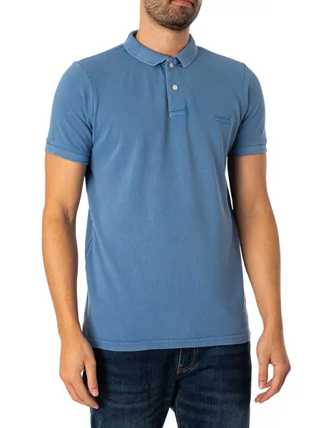 Image of Superdry Vint Destroy Polo Shirt Heraldic Blue XL