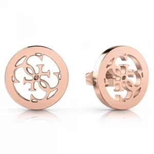 image of Guess Tropical Sun Rose Plated Logo Stud Earrings UBE78009