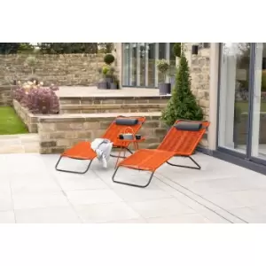 image of Rio Set of 2 Garden Sun Loungers - Orange