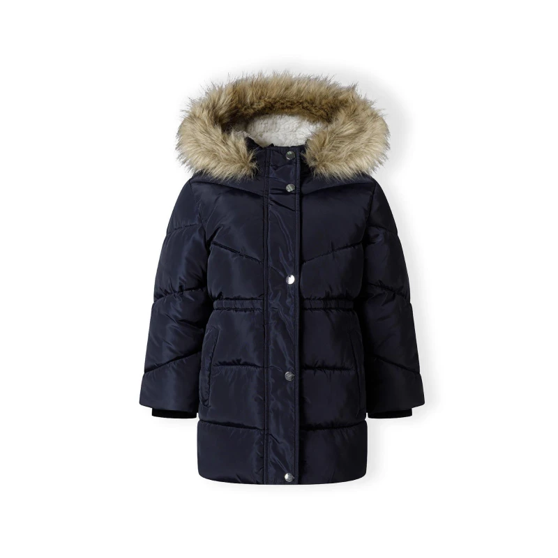 Image of Minoti Girls winter coat with padded hood navy Navy female 6-7 Yrs