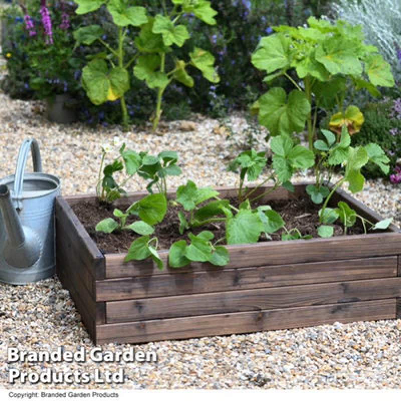 Image of Garden Gear Wooden Raised Garden Planter Treated Fir Wood Outdoor Flower Trough Herb Vegetable Bed Twin Pack (2 X Medium 80X60Cm)