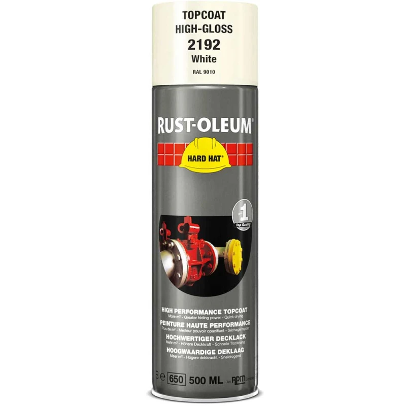 Image of Rust Oleum Hard Hat Metal Spray Paint 2192 Colour: White