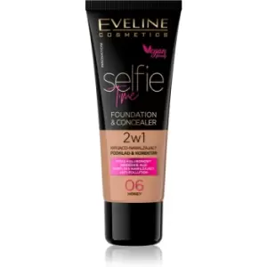 Image of Eveline Cosmetics Selfie Time Foundation and Concealer 2 in 1 Shade 06 Honey 30ml