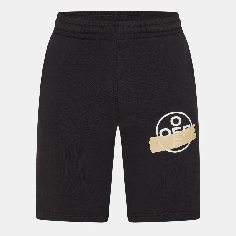 Image of Off-White Off-White Men Tape Arrow Logo Black Sweat Shorts Size: X-Small Black XS Male 8052865499675