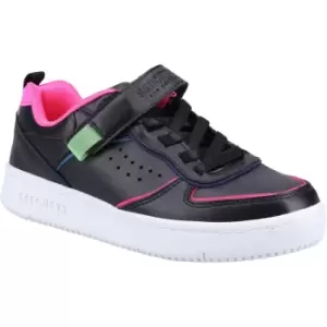 image of Skechers Girls Court Squad Memory Foam Color Remix Trainers UK Size 1.5 (EU 34)