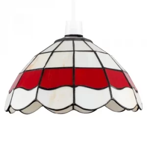 image of Tiffany Pendant Ceiling Shade in Red and Cream