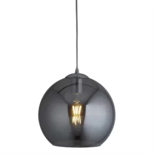 Image of Balls 1 Light Pendant Smoked Glass Shade, Chrome, E27
