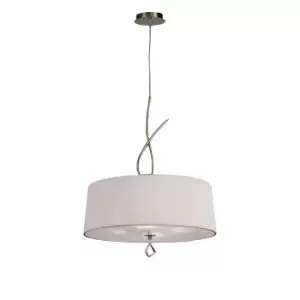 image of Mara Pendant 4 Light E27 Round, Antique Brass With Ivory White Shade