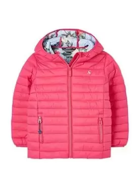 image of Joules Girls Kinnaird Padded Packable Jacket - Pink, Size 8 Years, Women