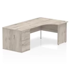 Image of Impulse 1600 Right Hand Panel End Workstation 800 Pedestal Bundle Grey Oak