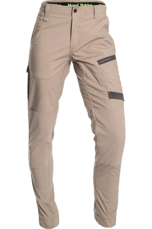 Image of Hard Yakka Mens Raptor Active Fit Reinforced Work Cuff Pants 38R- Waist 38', Inside Leg 32' Desert HDY021-32DST-38R