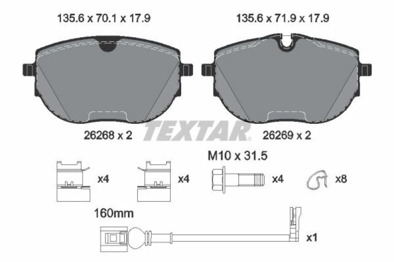 Image of Brake pad set TEXTAR 2626801