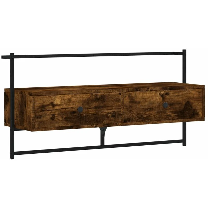 Image of Vidaxl TV Cabinet Wall-mounted Smoked Oak 100.5X30X51cm Engineered Wood, Brown 833460