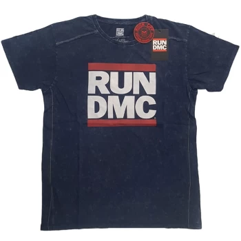 Image of Run DMC - Logo Unisex Small T-Shirt - Blue