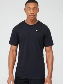 Image of Nike Solid Crew Neck Training T-Shirt - Black