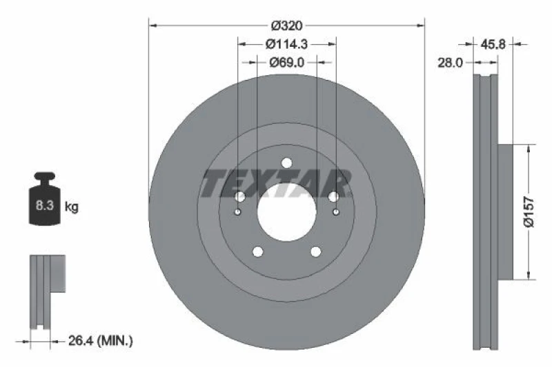 Image of Brake disc TEXTAR 92306503