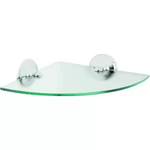 Image of Croydex Flexi-Fix Grosvenor Bathroom Glass Corner Shelf, Chrome