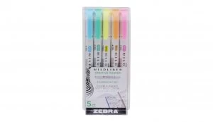 image of Zebra Mildliner Double Ended Highlighter Assorted PK5